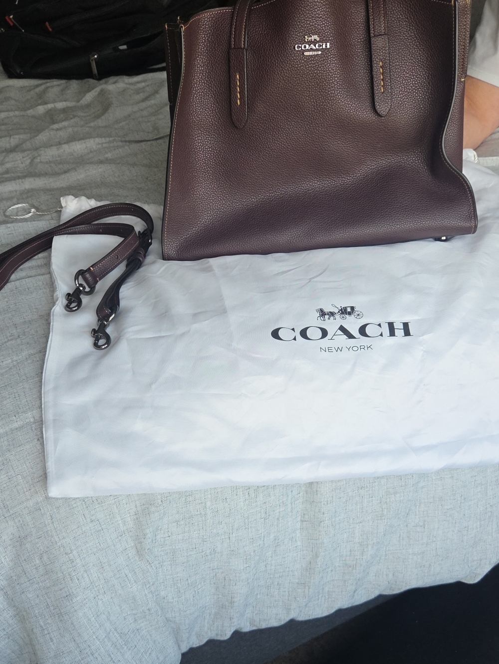Coach Charlie 28 Carryall in Oxblood/Silver pebbled leather (Style #29529). - Picture 12 of 12